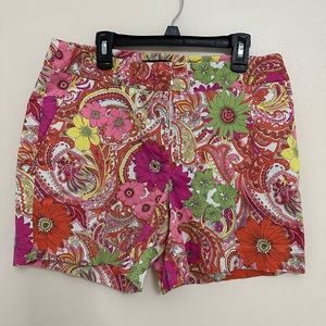 Talbots multi colored paisley shorts size 6.   (A)